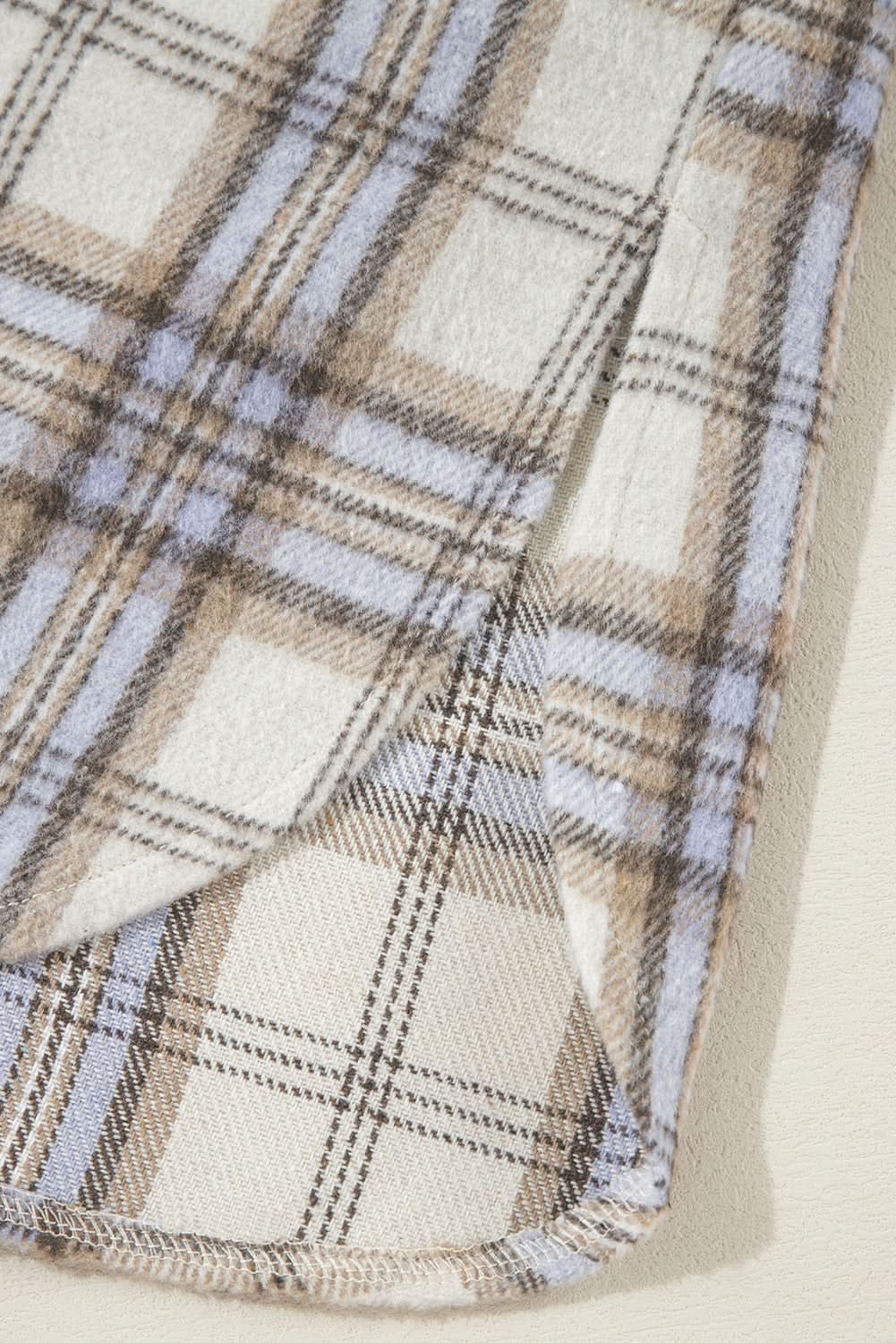 Chic white plaid plus size shacket - Love Salve